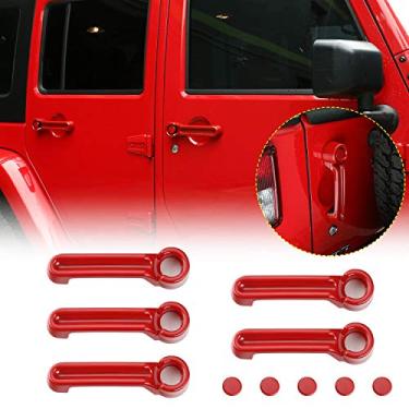 Imagem de Kit de inserções de maçaneta de porta JeCar e capa de alça de porta traseira para Jeep Wrangler JK JKU 2007-2018JeCar vermelho JC1679