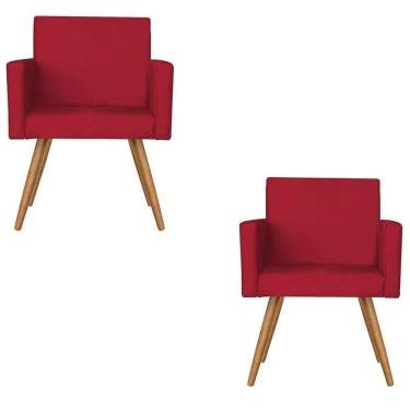 Imagem de Kit 2 Poltronas Nina Sala De Estar Luxo Suede Vermelho