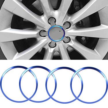Imagem de Xotic Tech – Acabamento de capa de anel circundante para cubo de roda de alumínio, estilo esportivo azul, compatível com Audi A3 A4 A5 Q3 Q5 Q7 TT Quattro ou BMW E36 E46 E90 E92 F30 F31 F34 F80, 4 tampas centrais de 63 mm