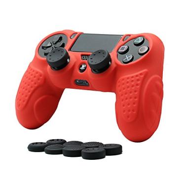 Imagem de CHINFAI PS4 Controller DualShock4 Skin Grip Anti-Slip Silicone Cover Protector Case for Sony PS4/PS4 Slim/PS4 Pro Controller with 8 Thumb Grips (Red)