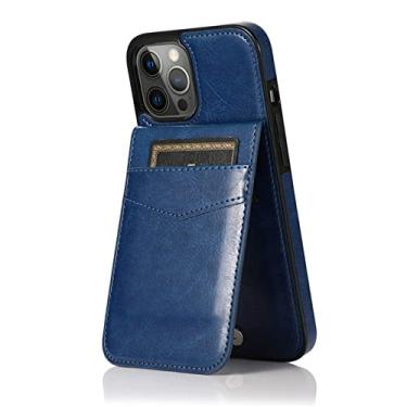 Imagem de Capa de carteira de couro de luxo para iPhone 13 12 Mini 11 Pro XR XS Max 8 7 6 6s Plus SE 2020 2022 Capa de bolsas de telefone com cartão, azul, para iPhone 7Plus 8Plus
