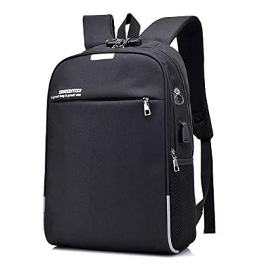 Imagem de Qudai Mochila para laptop de 15,6 polegadas, bolsa de negócios anti-roubo de grande capacidade com trava de senha externa USB e interface de fone de ouvido preto BD