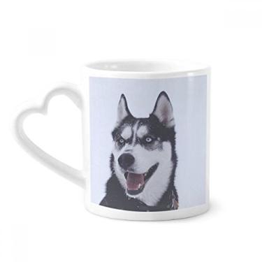 Imagem de Caneca com foto de cachorro grande neve Husky caneca café cerâmica copo de coração de vidro