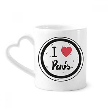 Imagem de Caneca com estampa I Love Paris Words Coffee Ceramic Drinkware copo de coração de vidro