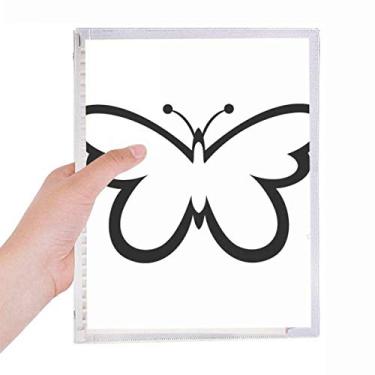 Imagem de Caderno simples preto voador de borboleta, folhas soltas, recarregável, diário de papelaria