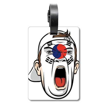 Imagem de Bandeira da Coreia Cabeça de Maquiagem Facial Chapéu Gritando Mala Etiqueta Cartão de Bagagem Etiqueta Pendurada Etiqueta Scutcheon, Multicolorido.