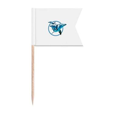 Imagem de Golfinho Mãe e Filho Bandeiras de Palito de Dente, Marcação de Etiquetagem para Bolo de Festa Prato de Queijo