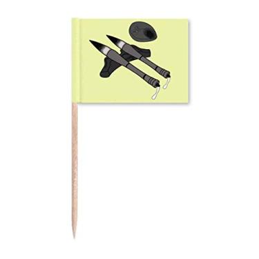 Imagem de Fine Arts Pincel de tinta de pedra palito de dente bandeiras marcadoras decoração de festa