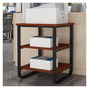 Imagem de KIZQYN Suporte de impressora suporte de mesa para impressora, suporte de impressora de escritório, prateleira de armazenamento multiuso, suporte de fax com moldura de metal 3 níveis (duas cores) impressora de mesa (cor: cinza)