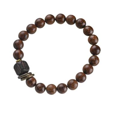 Imagem de HIGOH Pulseiras de sândalo dourado para casais modelos vintage masculinos e femininos joias pulseiras de estilo étnico budista, Beads 8mm, Sem incrustações