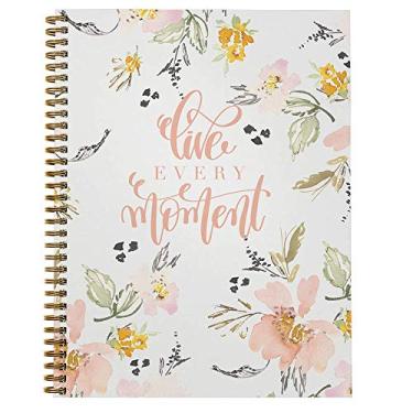 Imagem de Softcover Live Every Moment 21,6 cm x 27,9 cm Caderno/Diário Espiral Motivacional, 120 páginas com pauta de faculdade, capa laminada brilhante durável, espiral de arame dourado. Feito nos EUA