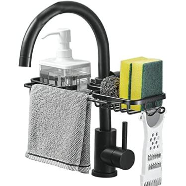 Imagem de Suporte Para Esponja De Torneira Com Gancho, Escorredor De Pratos Para Cozinha, Prateleira Para Xampu E Escova Pendurada Para Banheiro, Escorredor Para Lavar Louça,Preto,Collector88