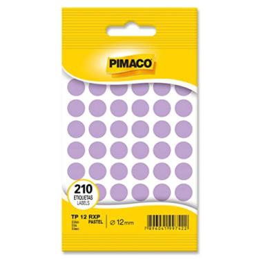 Imagem de Etiqueta Adesiva Pimaco, Multiuso TP-12-RXP, Roxo Pastel, Ø 12mm, envelope com 5 fls - 210 etiquetas, 970817