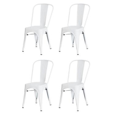 Imagem de Kit 4 Cadeiras Tolix Iron Design Branca Aço Industrial Sala Cozinha Ja