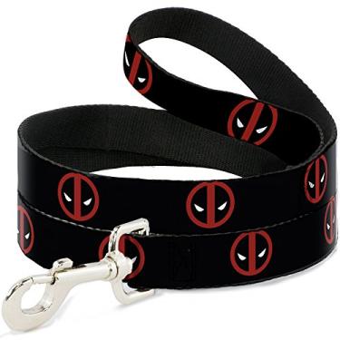 Imagem de Buckle-Down Coleira para animais de estimação - Logotipo Deadpool Preto/Vermelho/Branco - 1,27 m de comprimento - 1,27 cm (1/2") de largura