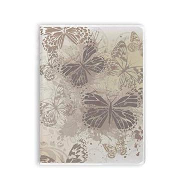 Imagem de Caderno de papel de parede elegante, vintage, cinza, borboleta, capa de goma