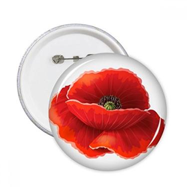 Imagem de Pintura de flor vermelha milho papoula arte pinos redondos crachá botão decoração roupas presente 5 peças