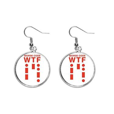 Imagem de How Expression Morse Code Lines Brinco de prata com pingente de orelha