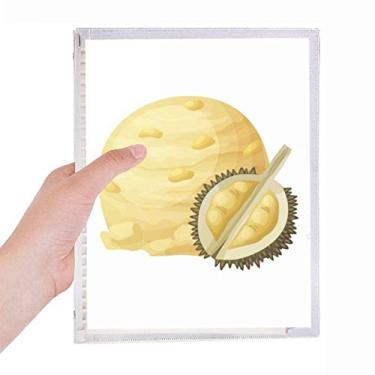 Imagem de Caderno de picolés com bola de sorvete Durian amarelo com folhas soltas e diário recarregável