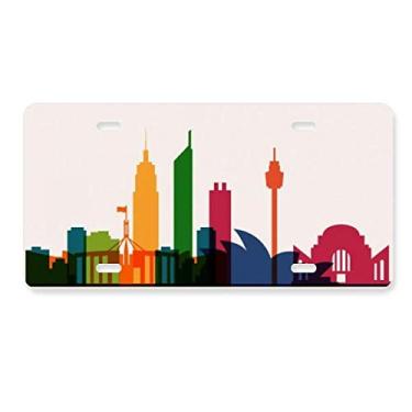 Imagem de DIYthinker Placa de licença com desenho de arranha-céus da cidade da Austrália, etiqueta de aço inoxidável para decoração