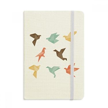 Imagem de Caderno com estampa de origami abstrato colorido em tecido com capa dura e diário clássico