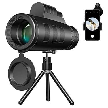 Imagem de Telescópio monocular 40x60 Telescópio monocular de alta ampliação Monoscópio para celular HD Suporte para celular com tripé Observação de pássaros, passeios turísticos, bolas de concerto, nevoeiro à prova d'água À prova de choque
