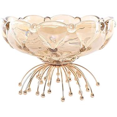 Imagem de Suporte para frutas em vidro de cristal, tigela de frutas, prato para cozinha, balcão de doces, frutas secas, prato para lanche azul, sala de estar, festa em casa (tamanho : grande)