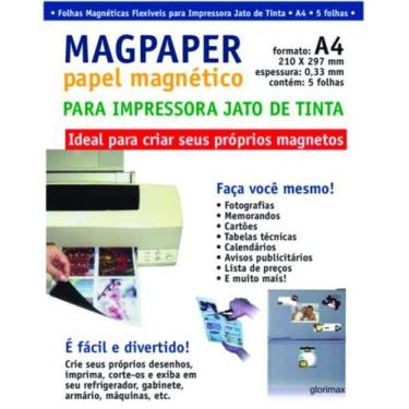 Imagem de Papel Imã P/ Impressão Foto A4 Magpaper Papel Megnético 5 Fl - Glorima