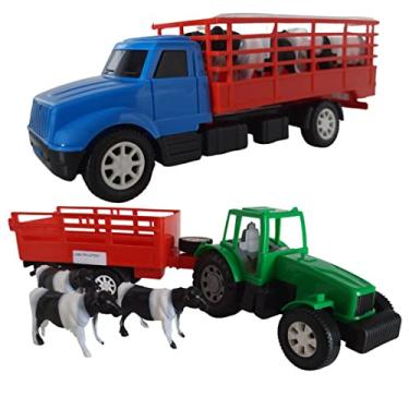 Caminhão Brinquedo Boiadeiro Com Boizinhos Top Truck