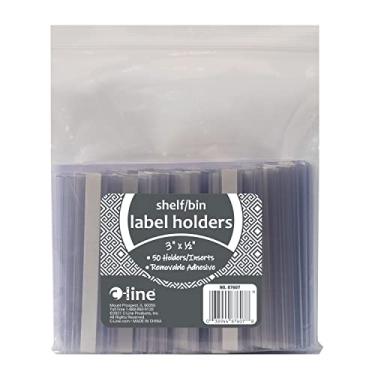 Imagem de C-Line Porta-etiquetas autoadesivas, carga superior, 1,27 cm x 7,62 cm, transparente, pacote com 50 (87607)