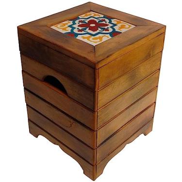 Imagem de Banco Madeira Volpi Baú Com Ladrilho Hidráulico (A1)