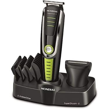 Imagem de Mondial Aparador de Pelos 6 em 1 - Super Groom Original - Barbeador Cortador Cabelos Barba Base Carregadora Sem Fio Recarregável Lâminas Aço Inox 6 Peças Bivolt 6 Watts - Homens Adultos