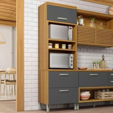 Imagem de Paneleiro Torre Quente 2 Portas 1 Gaveta Princesa Nesher Móveis Freijó/Grafite