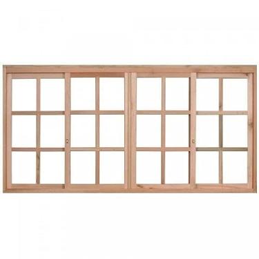 Imagem de Janela com 2 Caixilhos Fixos e 2 Caixilhos de Correr para Vidros Quadriculados sem Veneziana Rondosul Natural
