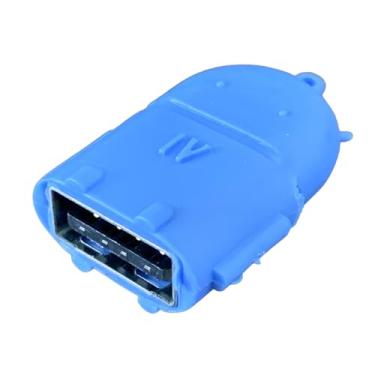 Imagem de Conector USB Fêmea X Micro Usb Macho Adaptador Otg Micro Usb V8 Usb Femea Pendrive Celular Azul
