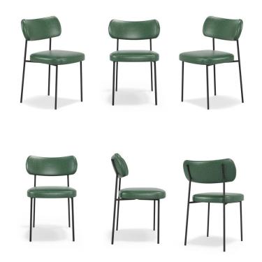 Imagem de Kit 6 Cadeiras para Sala de Jantar Mona Espresso Móveis Verde 733/Preto