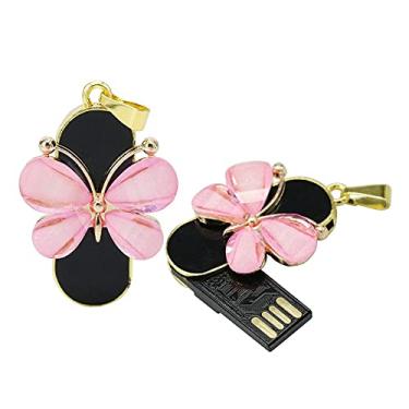 Imagem de Pen Drive USB em formato de borboleta de 32 GB, pen drives USB 2.0, disco USB 2.0, armazenamento de data, pendrive, pendrive, pendrive USB (rosa)