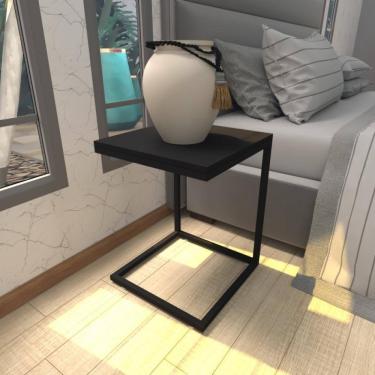 Imagem de Mesa De Cabeceira Industrial Preta Mdf Canto Quarto Mesas De Cabeceira Mesinha Cabeçeira Cabiceira