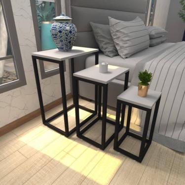 Imagem de Mesa De Cabeceira Industrial Cinza Mdf Canto Quarto Mesas De Cabeceira Mesinha Cabeçeira Cabiceira