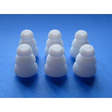 Imagem de 6 peças de fone de ouvido intra-auricular de substituição com flange tripla branca macia compatível com Sennheiser série IE, série CX, série CXC, série CXL, série OCX e série MM