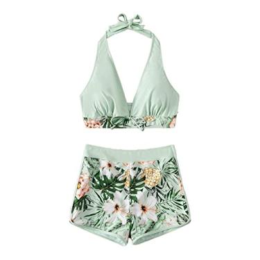 Imagem de Maiô Feminino, Traje de Banho, 2 Peças, Costas Nuas, Frente, Laço, Design, Decote Em V, Almofada No Peito para Piscina (M)