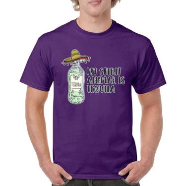 Imagem de Camiseta masculina My Spirit Animal is Tequila Cinco de Mayo Party Drinking, Roxo, XG