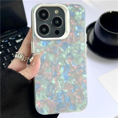 Imagem de Capa de telefone macia com padrão de concha gradiente colorida para iPhone 14 Pro Max 13 12 11 X XR XSMax Capa traseira rígida à prova de choque, branca, para iphone 14Pro