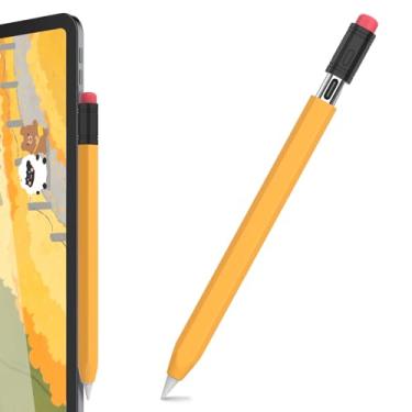 Imagem de LJFLYXRI Capa de silicone de duas cores clássicas para Apple Pencil (USB-C), aderência e proteção perfeitas, promove conforto e nostalgia, compatibilidade com carregamento magnético (amarelo)