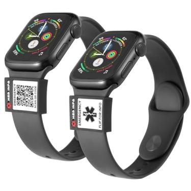 Imagem de MYLUCKYTAG Pulseira de Identificação Médica QR Code - Pulseira de Identificação Médica para Apple Watch, Fitbit, Samsung Gear, Garmin - Preta