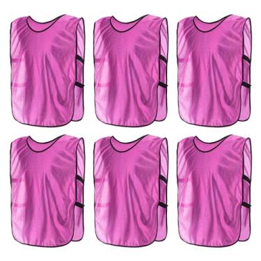 Imagem de PATIKIL Scrimmage Colete de futebol Pennies de futebol coletes de treinamento Pinnies de time esportivo juvenil camiseta de treino de futebol, rosa, M