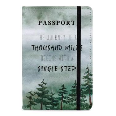 Imagem de Porta-livros de passaporte novo, Árvores verdes - 1 peça, Porta-passaporte com compartimento para cartão de vacina