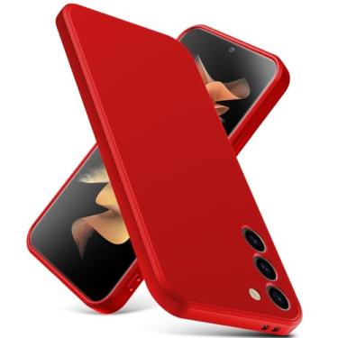Imagem de YSLBWLE Capa para Samsung Galaxy S23, capa fina de silicone líquido, à prova de choque, capa de telefone fina para Samsung Galaxy S23, capa protetora de câmera de corpo inteiro - vermelha 2-sam s23-03