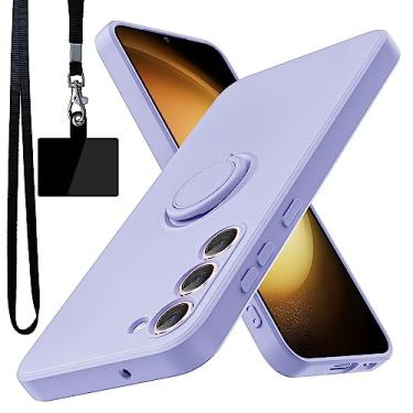 Imagem de YSLBWLE Capa para Samsung Galaxy S23 5G, suporte de anel giratório de 360° integrado | forro de microfibra macio antiarranhões | suporte para carro | capa de telefone Galaxy S23 5G para meninas