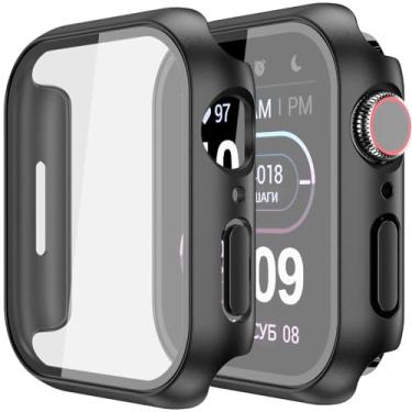 Imagem de idudu Capa rígida compatível com Apple Watch Series 7 8 41 mm [proteção total], protetor de tela integrado [sensível ao toque] Capa protetora fina de 41 mm, preta
